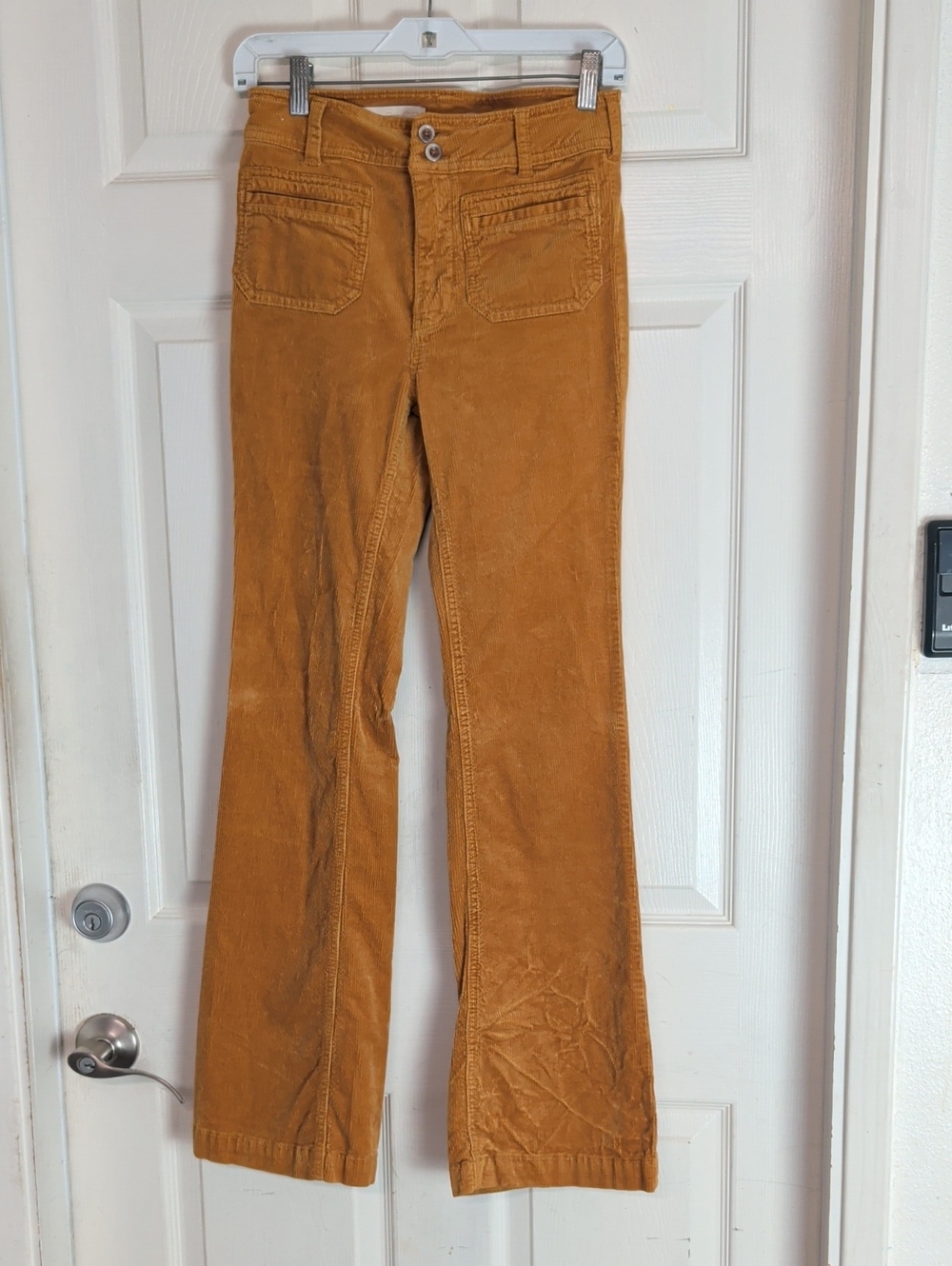 Anthropologie Pilcro Mustard Corduroy Trouser Bootcut Pants Size 25